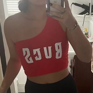 Custom One Shoulder Bucs Crop Top